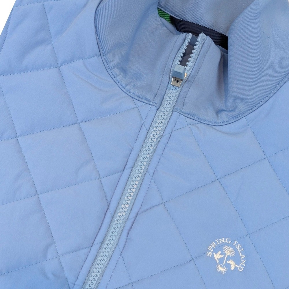 Renwick Womens Quilted Vest Light Blue Spring Island Full Zip Small Performance